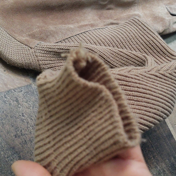 Vintage Setiage Made in Italy suede and Knit sweater Cardigan Jacket sz Med wom - Picture 8 of 17